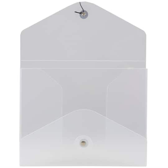 JAM Paper Clear 5.25" x 6.75" Button & String Plastic Portfolio